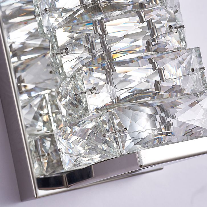 Kristy Modern Rectangular Vanity Metal Crystal LED Wall Lamp - Lamp Copper