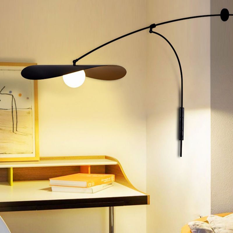 Arisha Arc Wall Lamp, Metal/Glass, Black/Gold, Bedroom - Lamp Copper