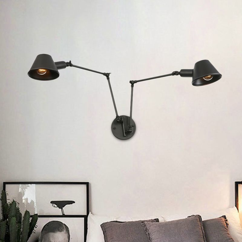 Epoch Vintage Adjustable Metal Wall Lamp, Black/Rust, Bedroom - Lamp Copper