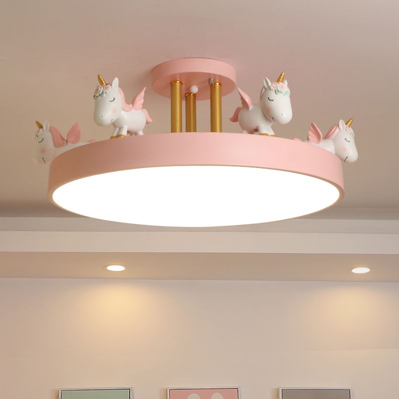 Arisha Modern Round Unicorn Semi-Flush Mount Ceiling Light - Lamp Copper