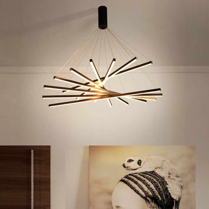 Arisha Minimalist Linear Metal Pendant Light, Living Room, Black - Lamp Copper
