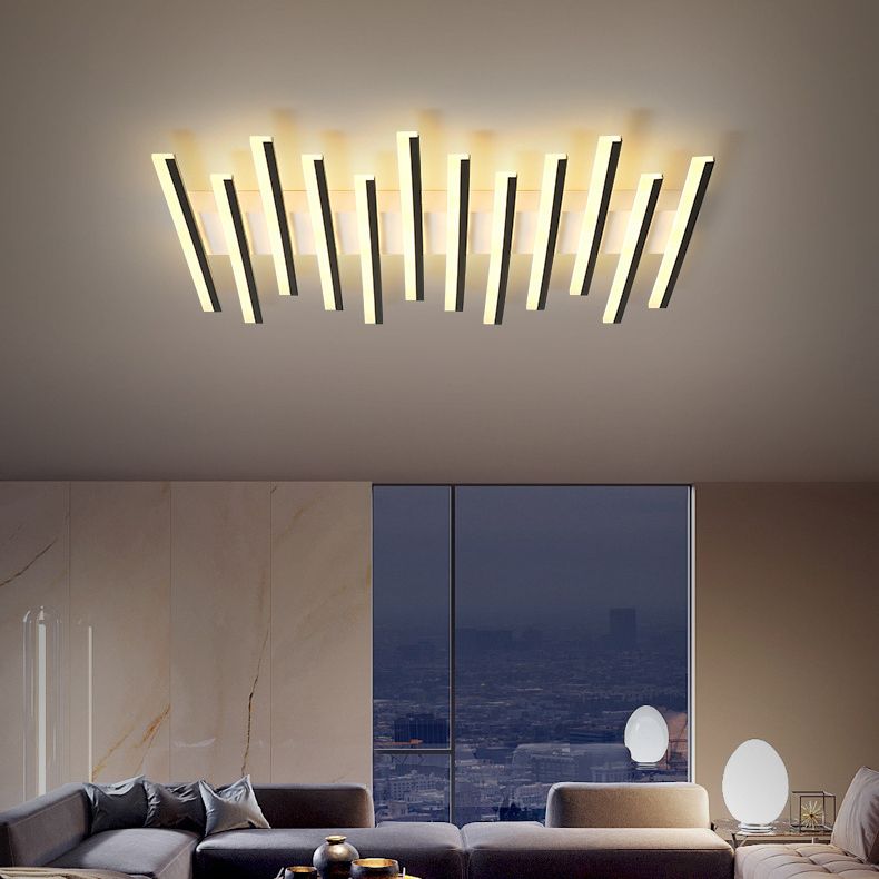 Arisha Flush Mount Ceiling Light Linear Modern,Wave Black, Living Room - Lamp Copper