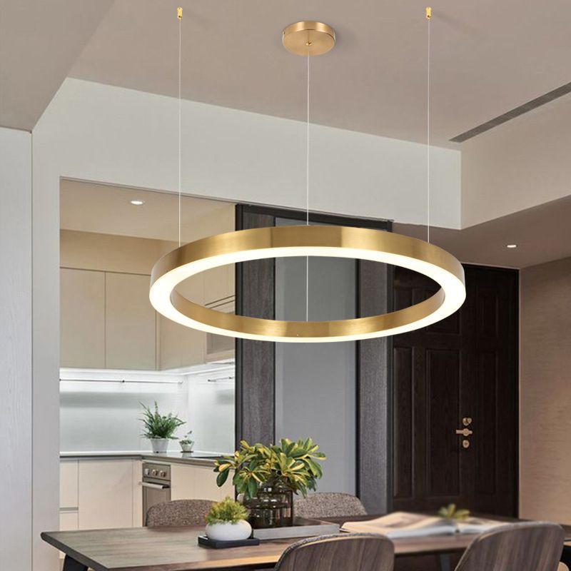 Arisha Modern Ring Metal Pendant Light, Gold - Lamp Copper