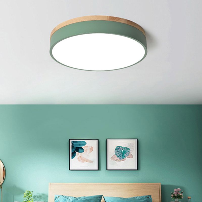 Aria Nordic LED Round Flush Mount Ceiling Light Wood Color - Lamp Copper