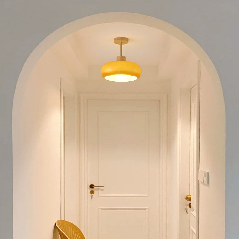 Valentina Flush Mount Ceiling Light Cup Minimalist Wood/Glass White/Orange - Lamp Copper
