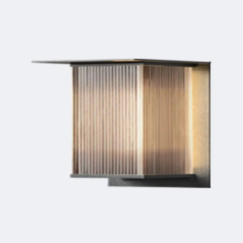 Ray Modern Rectangular Metal Outdoor Wall Lamp, Black - Lamp Copper
