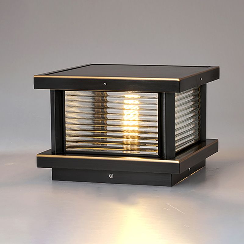 Ray Modern Rectangular Metal Outdoor Solar Lamp, Black/ Brass/Bronze - Lamp Copper
