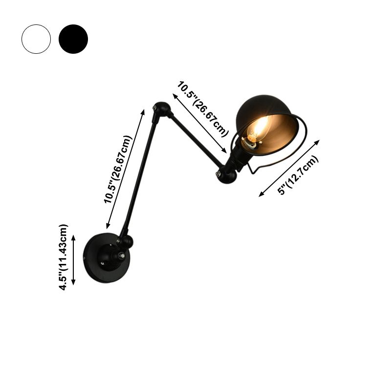 Epoch Wall Lamp Dome Modern, Metal Arm Adjustable, Black/White, Bedroom - Lamp Copper