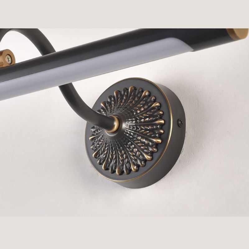 Tiffany Black Adjustable Reading Spotlight Wall Lamp, Metal/Wood - Lamp Copper