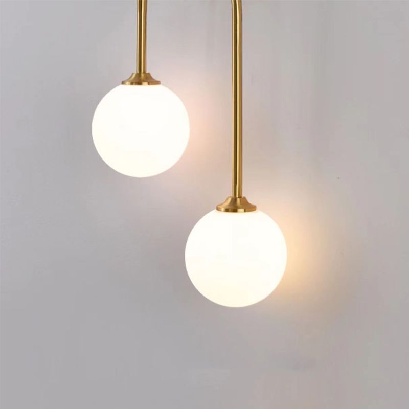 Valentina Modern Arc Globe Glass Wall Lamp, Brass, Living Room - Lamp Copper