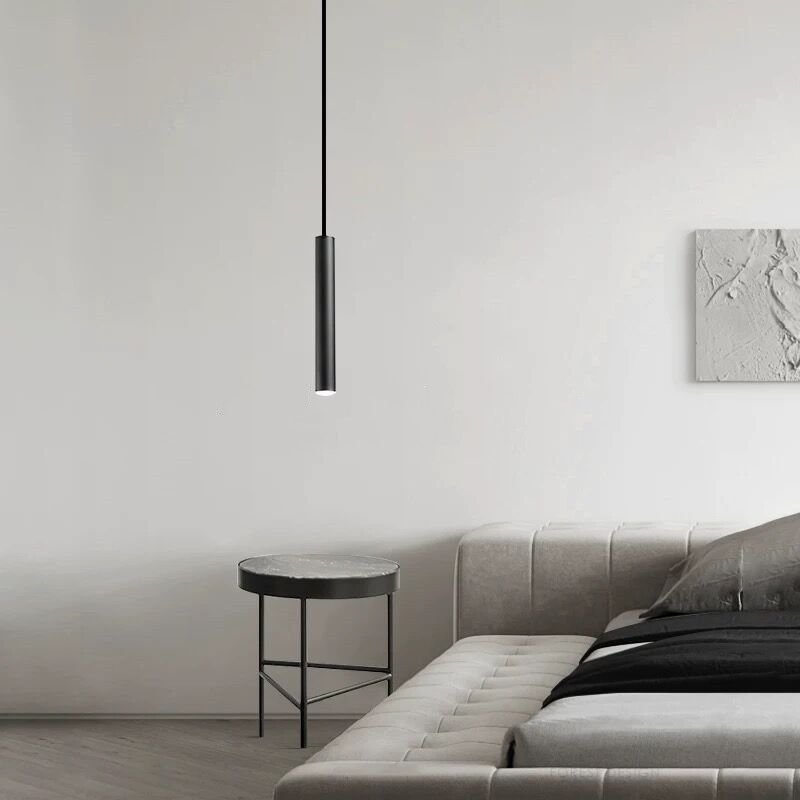 Arisha Minimalist Cylinder Black Pendant Light - Lamp Copper