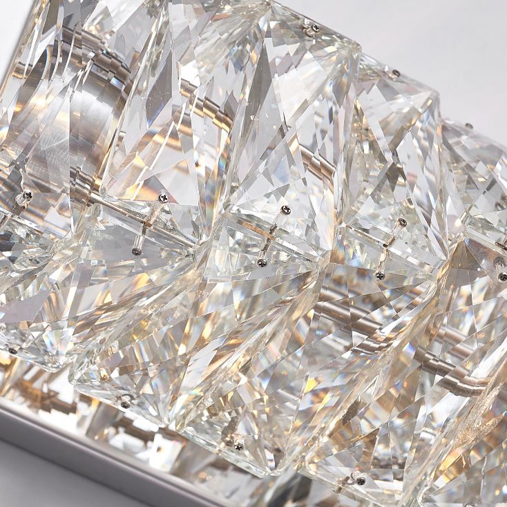 Kristy Modern Rectangular Vanity Metal Crystal LED Wall Lamp - Lamp Copper