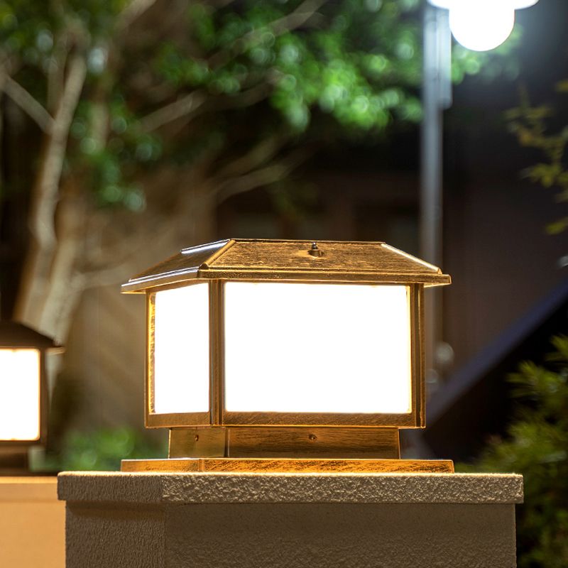 Ray Vintage Rectangle Metal Outdoor Solar Lamps, Black/Bronze - Lamp Copper