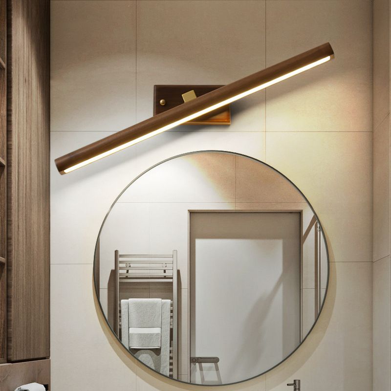 Muto Vanity Rotatable Mirror Front Vanity Wall Lamp, Wood - Lamp Copper