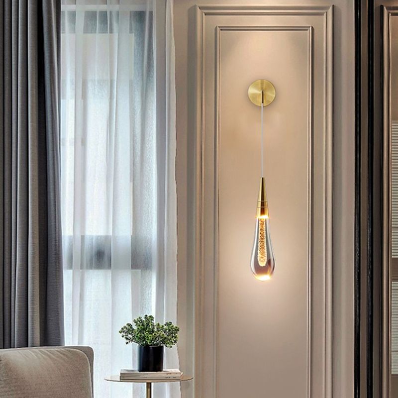 Kristy Modern Water Drop Wall Lamp, Black/Gold - Lamp Copper