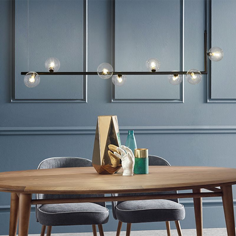 Valentina Minimalist Linear Pendant Light, Black & Gold, 6/8 Heads - Lamp Copper
