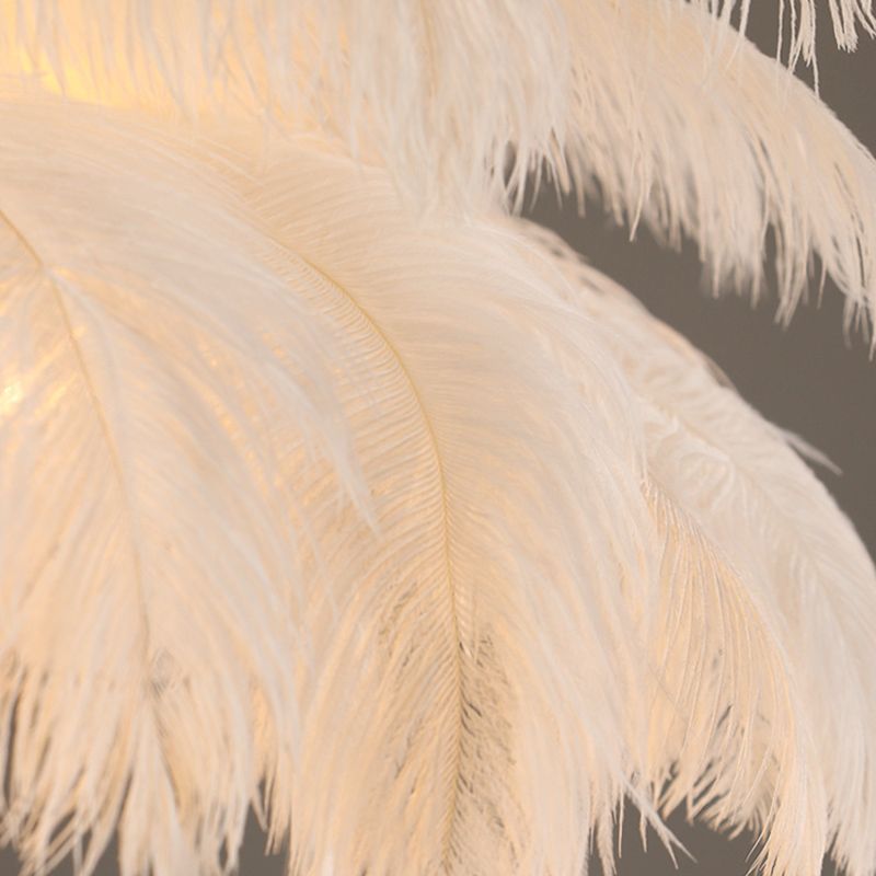 O'Moore Ostrich Contemporary Elegant Feather Chandelier, White - Lamp Copper