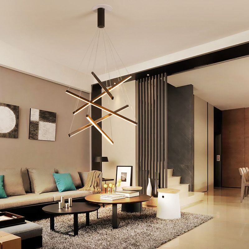 Arisha Minimalist Linear Metal Pendant Light, Living Room, Black - Lamp Copper