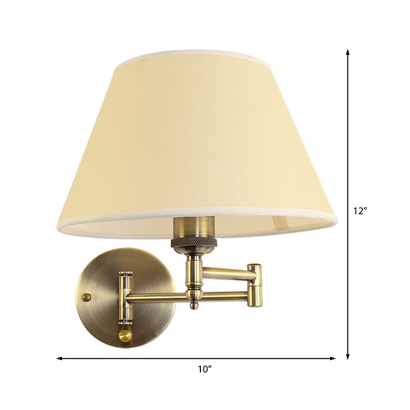 Arisha Wall Lamp Vintage, Pleated Fabric Adjustable, White/Beige, Bedroom - Lamp Copper