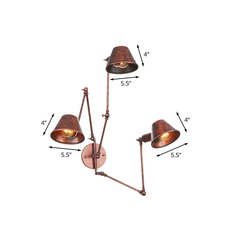 Epoch Vintage Adjustable Metal Wall Lamp, Black/Rust, Bedroom - Lamp Copper