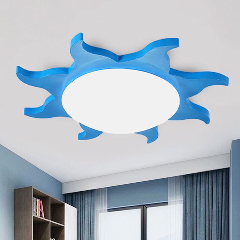 Aria Modern Sun Round Flush Mount Ceiling Light, Red/Yellow/Blue/Green, Bedroom - Lamp Copper