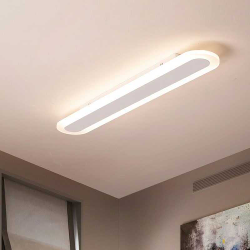 Arisha Minimalist Oval Linear Flush Mount Ceiling Light, White/Coffee - Lamp Copper