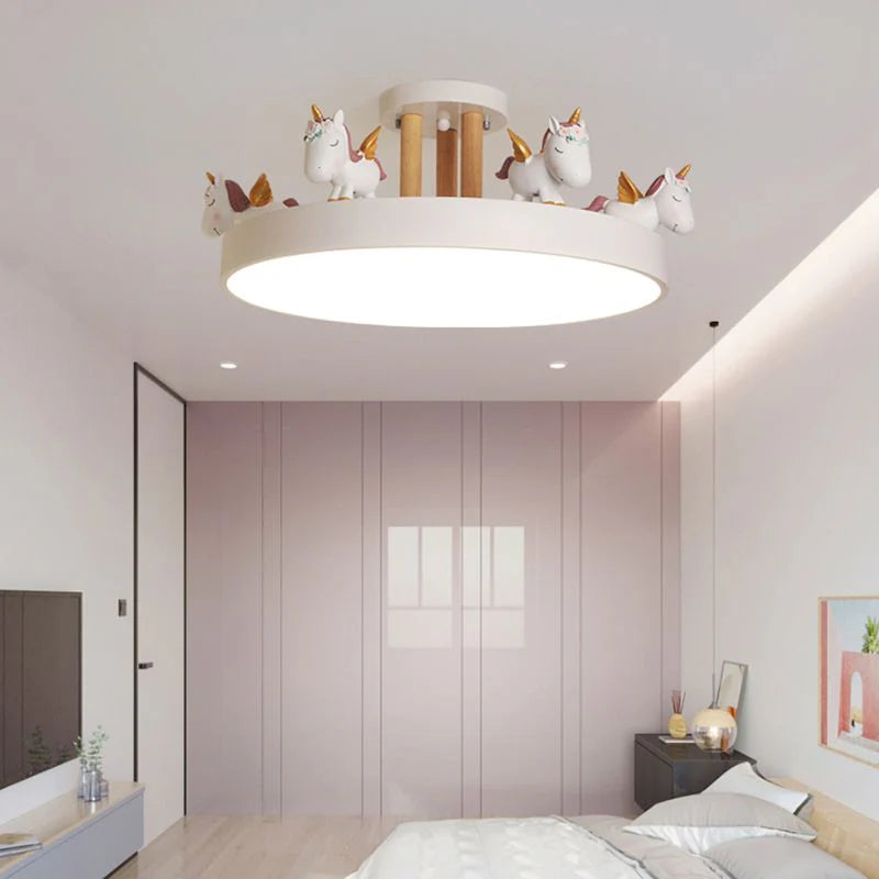 Arisha Modern Round Unicorn Semi-Flush Mount Ceiling Light - Lamp Copper