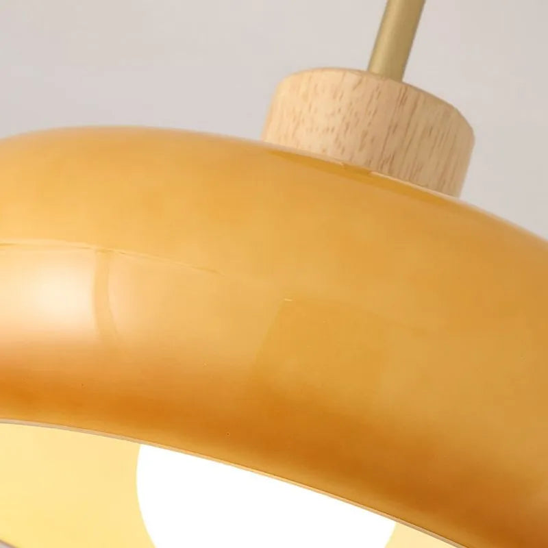 Valentina Flush Mount Ceiling Light Cup Minimalist Wood/Glass White/Orange - Lamp Copper