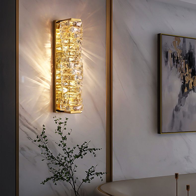 Kristy Modern Rectangular Vanity Metal Crystal LED Wall Lamp - Lamp Copper