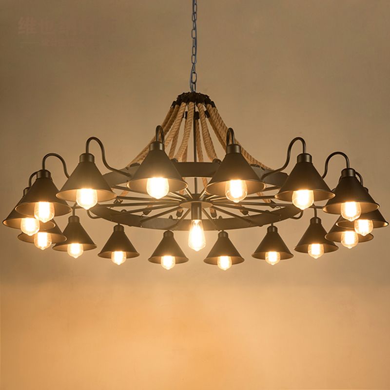 Epoch Vintage Industrial Rope Chandelier Living Room - Lamp Copper