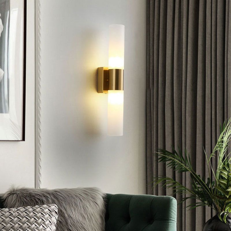 Arisha Modern Double Headed Metal Glass Vanity Wall Lamp, Black/Gold - Lamp Copper