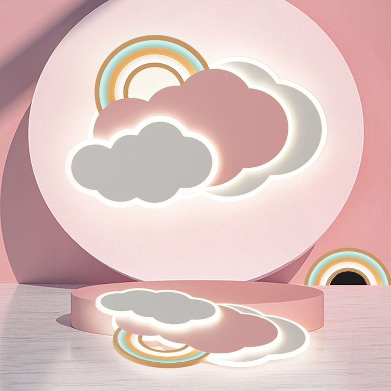 Aria Modern Cloud/Rainbow Flush Mount Ceiling Light Pink/White - Lamp Copper