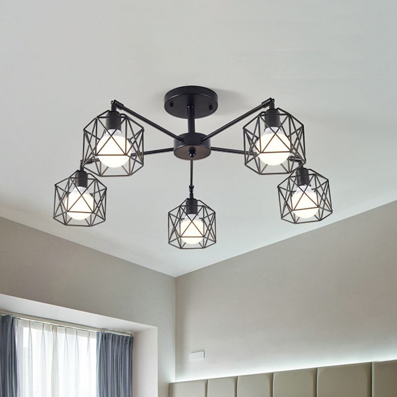 Arisha Black Semi-Flush Mount Ceiling Light - Lamp Copper