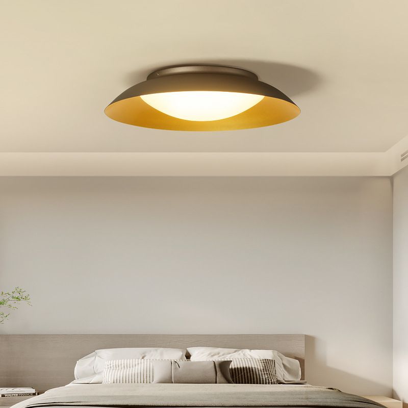 Arisha Round Metal Flush Mount Ceiling Light, Brass - Lamp Copper