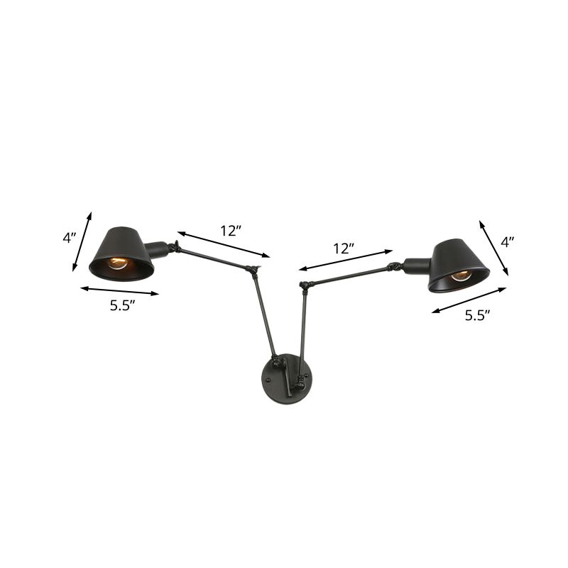 Epoch Vintage Adjustable Metal Wall Lamp, Black/Rust, Bedroom - Lamp Copper