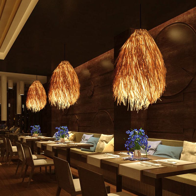 Muto Designer Handmade Weave Pendant Light, Rattan - Lamp Copper