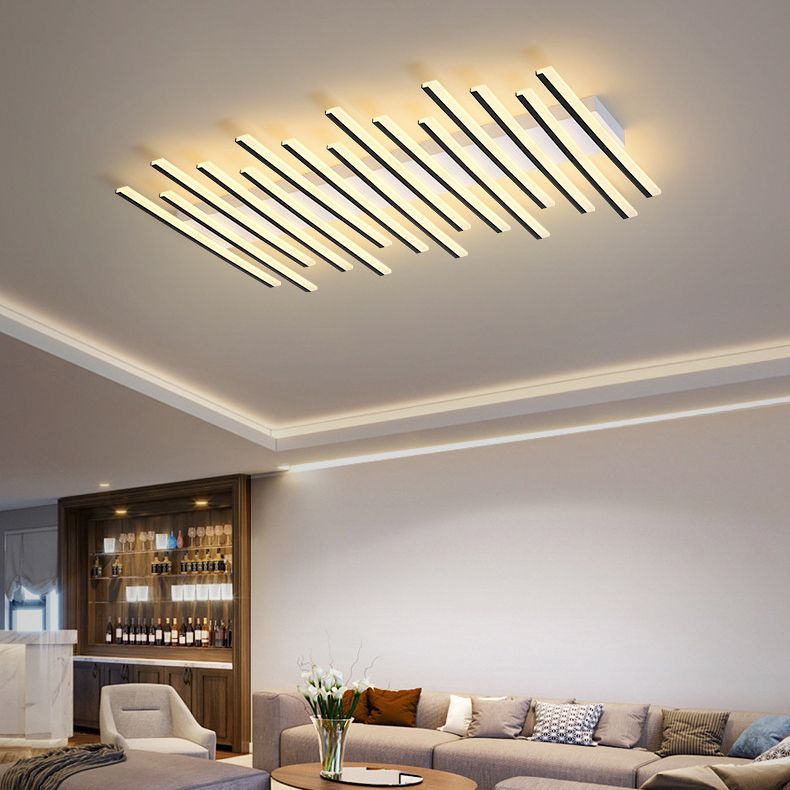 Arisha Flush Mount Ceiling Light Linear Modern,Wave Black, Living Room - Lamp Copper