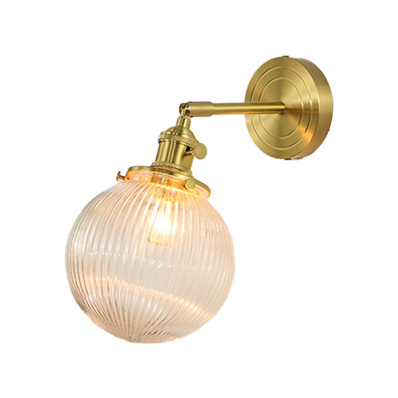 Valentina Luxury Globe/Flower Glass Vanity Wall Lamp, Gold, Bedroom - Lamp Copper