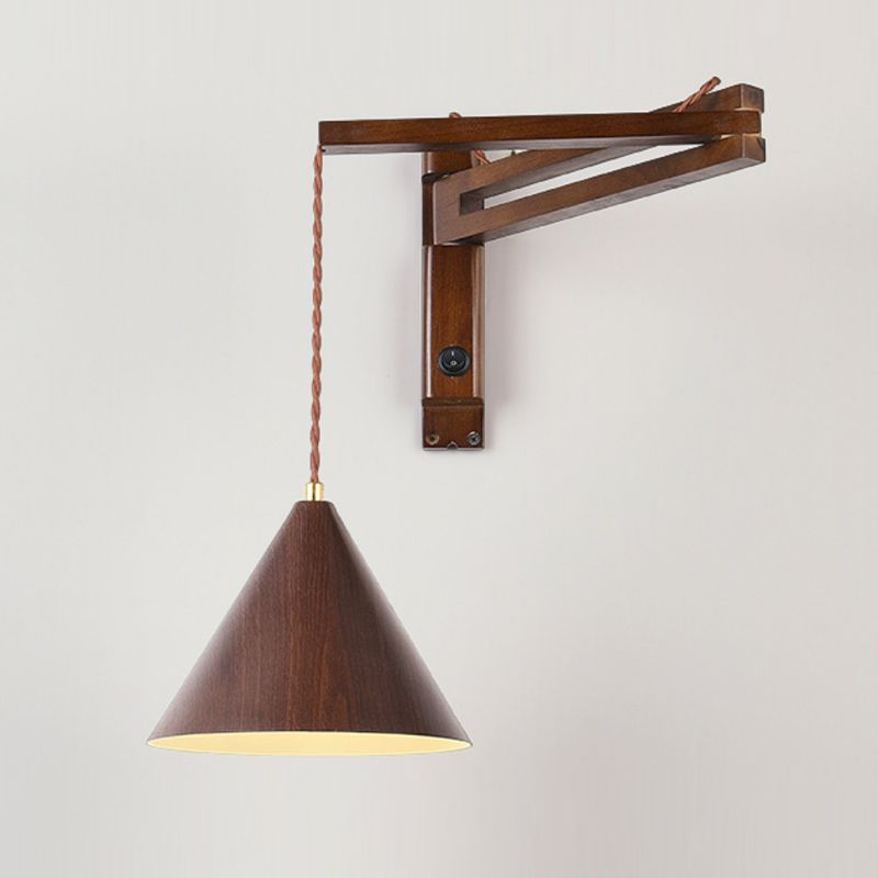 Muto Adjustable Wall Lamp, Wood/Metal, 2 Color, Living Room - Lamp Copper