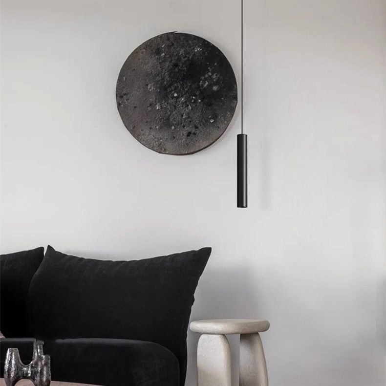 Arisha Minimalist Cylinder Black Pendant Light - Lamp Copper