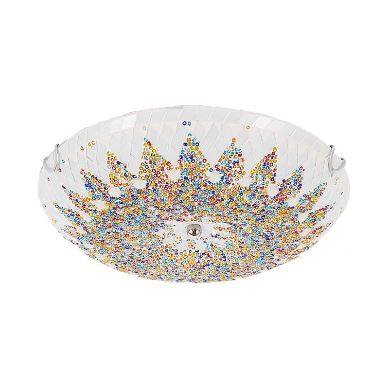Tiffany Modern Mediterranean Glass Flush Mount Ceiling Light Blue/Yellow/White - Lamp Copper