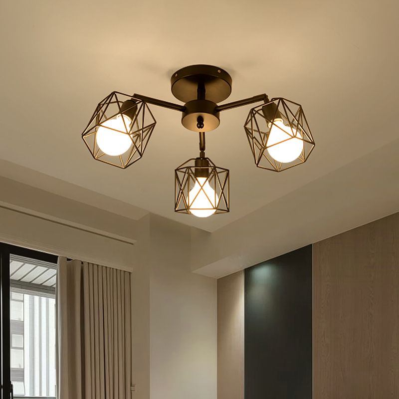 Arisha Black Semi-Flush Mount Ceiling Light - Lamp Copper
