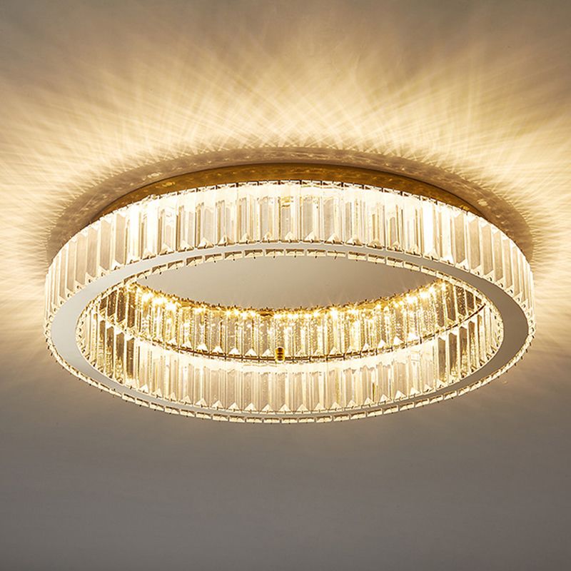Kristy Modern Art Deco Circular Crystal Flush Mount Ceiling Light Gold - Lamp Copper