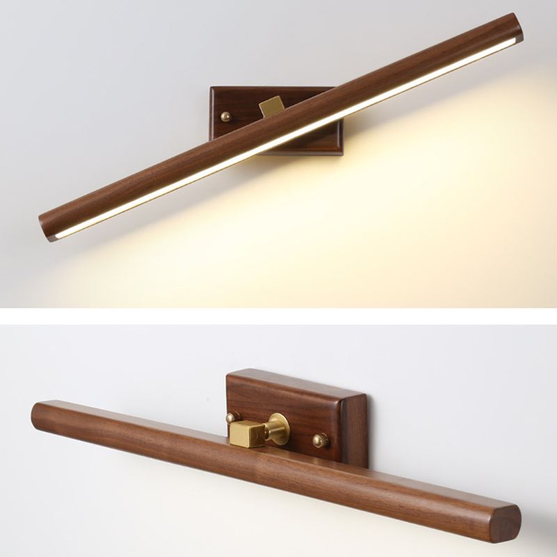 Muto Vanity Rotatable Mirror Front Vanity Wall Lamp, Wood - Lamp Copper