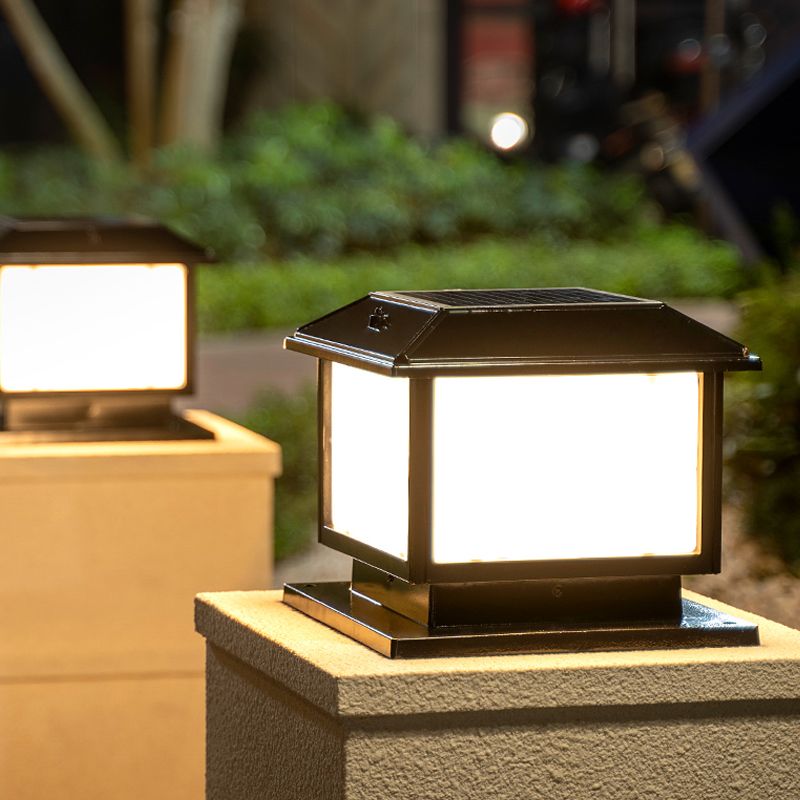 Ray Vintage Rectangle Metal Outdoor Solar Lamps, Black/Bronze - Lamp Copper