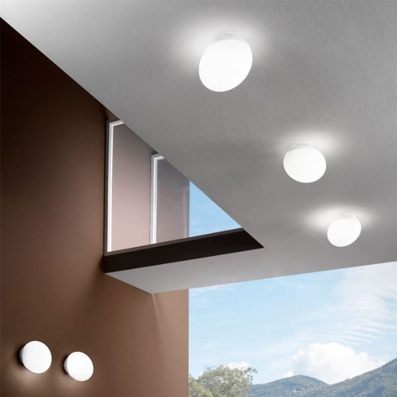 Valentina Design Geometric Glass Vanity Wall Light, White - Lamp Copper