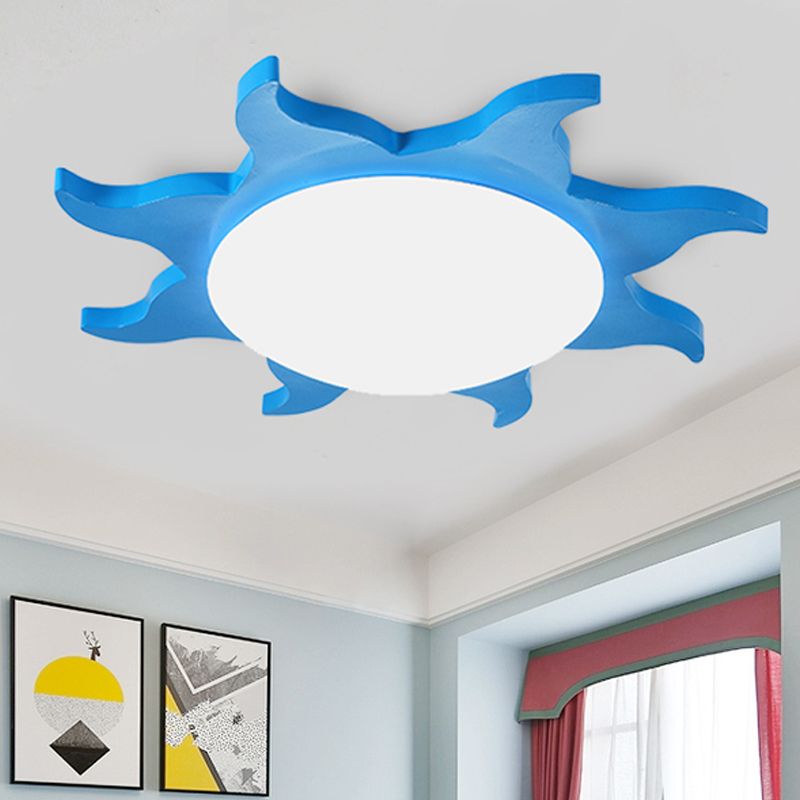 Aria Modern Sun Round Flush Mount Ceiling Light, Red/Yellow/Blue/Green, Bedroom - Lamp Copper