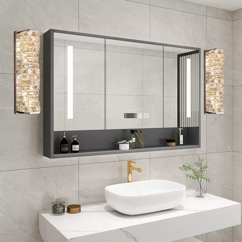 Kristy Modern Rectangular Vanity Metal Crystal LED Wall Lamp - Lamp Copper