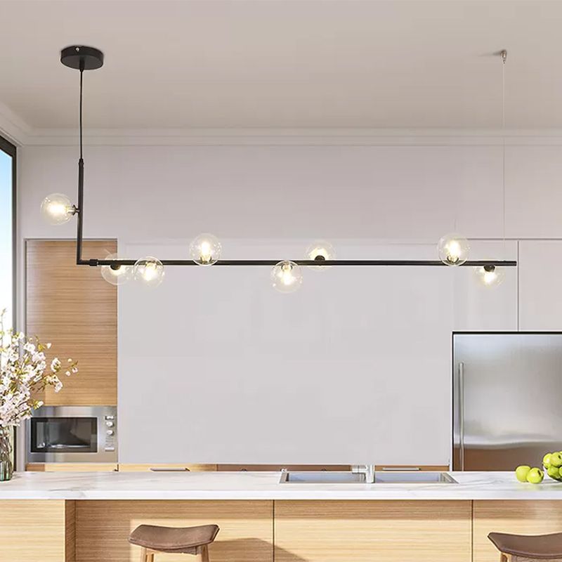 Valentina Minimalist Linear Pendant Light, Black & Gold, 6/8 Heads - Lamp Copper