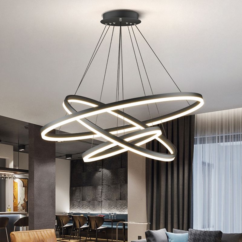 Arisha 3-Rings Black Black Modern Pendant Light - Lamp Copper